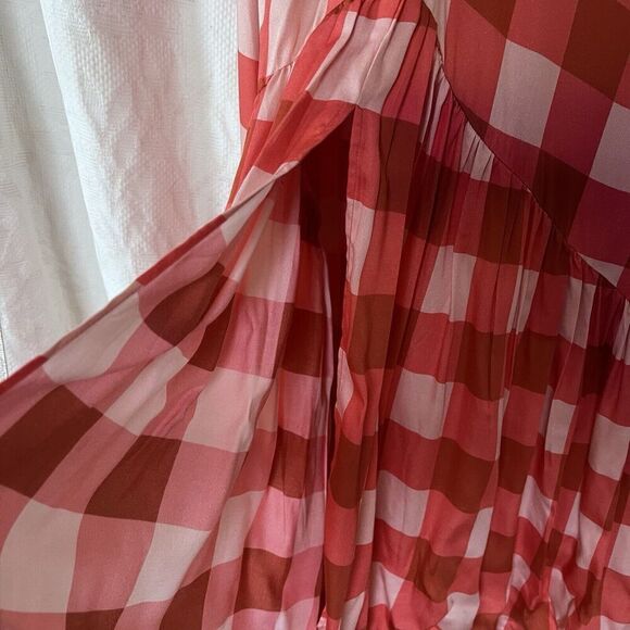 Sundress Isla Gingham Tiered Modal Maxi Dress Cream Coral Size XS/S - Picture 11 of 15